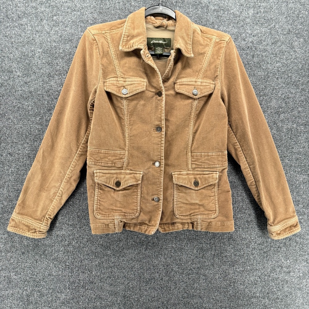 Eddie Bauer Corduroy Jacket Womens S Brown Button Up Barn‎ Farm Western Cottage